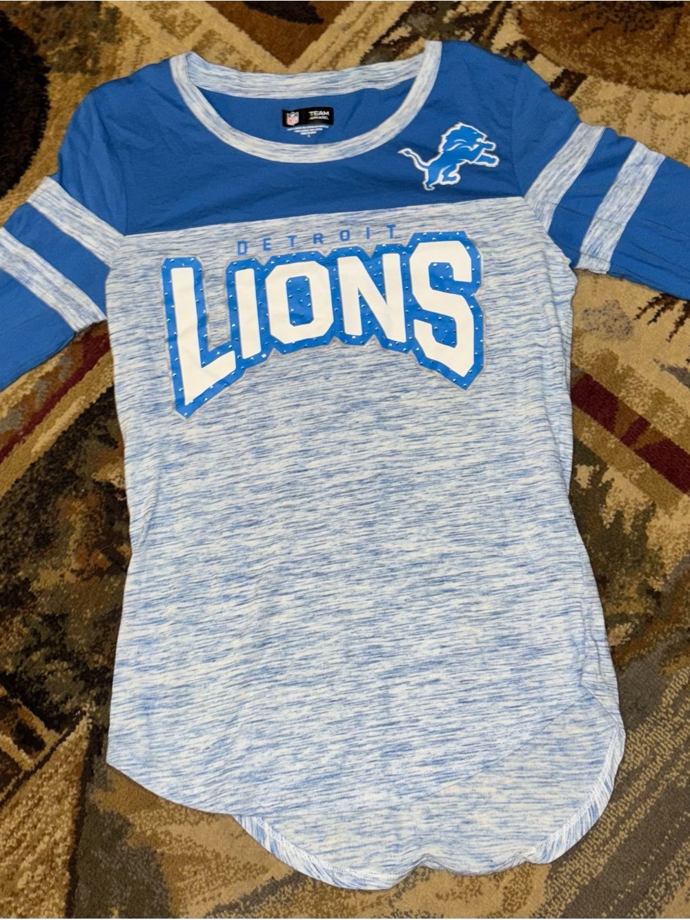 NFL Detroit Lions Youth Blue Heathered Long Sleeve Team Tee